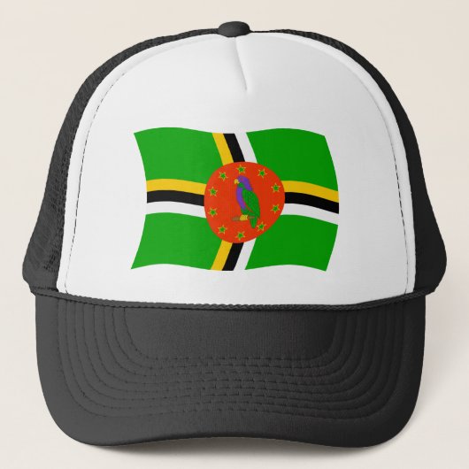 Dominica Flag Hat Truckerkappe (Vorderseite)