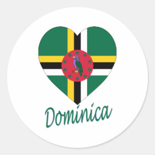 Dominica Flag Herz Runder Aufkleber