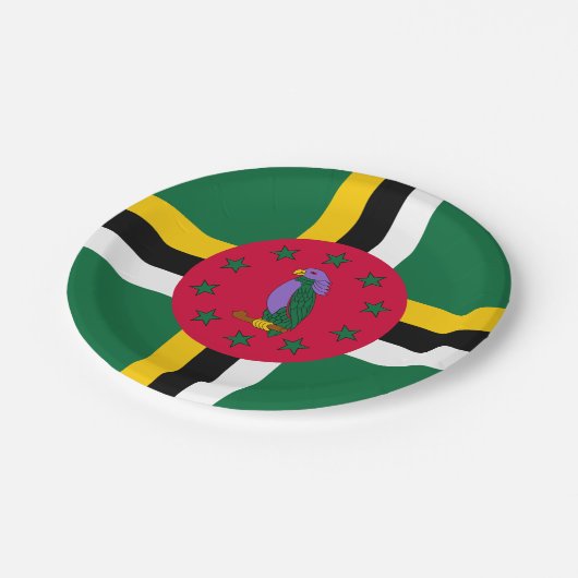 Dominica Flag Pappteller (Schrägansicht)
