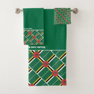 DOMINICA FLAG Personalisierte Schrift GRÜNE Badhandtuch Set