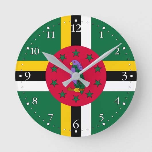 Dominica Flag Runde Wanduhr (Vorderseite)