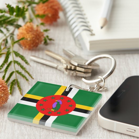 Dominica Flag Schlüsselanhänger (Vorderseite rechts)