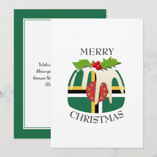 DOMINICA FLAG   Weihnachtspudding   festlich Feiertagskarte