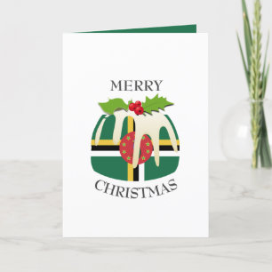 DOMINICA FLAG   Weihnachtspudding   festlich Feiertagskarte