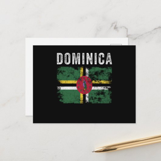 Dominica-Flagge beängstigend Dominikanische Flagge Postkarte (Vorderseite/Rückseite Beispiel)
