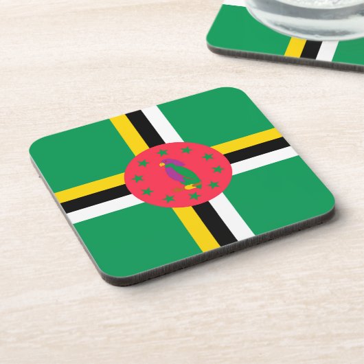 Dominica-Flagge Getränkeuntersetzer (Linke Seite)