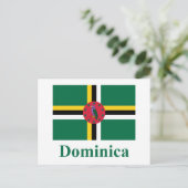 Dominica-Flagge mit Namen Postkarte (Stehend Vorderseite)