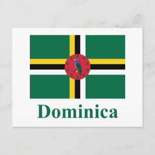 Dominica-Flagge mit Namen Postkarte