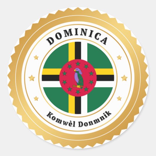 Dominica-Flagge Runder Aufkleber (Vorderseite)