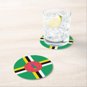 Dominica-Flagge Runder Pappuntersetzer