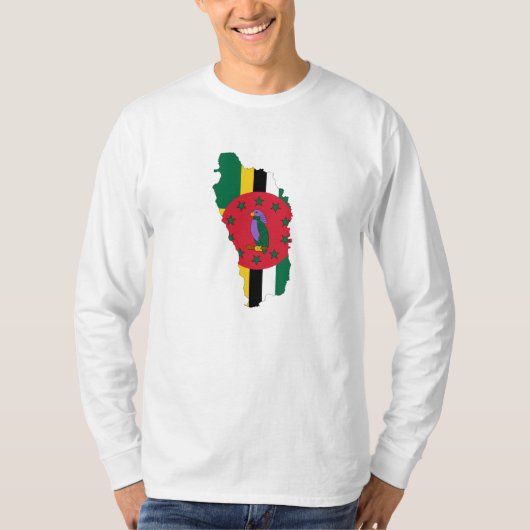Dominica-Flaggenkarte DM T-Shirt (Vorderseite)