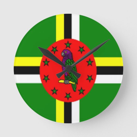 Dominica-Flaggenuhr Runde Wanduhr (Vorderseite)