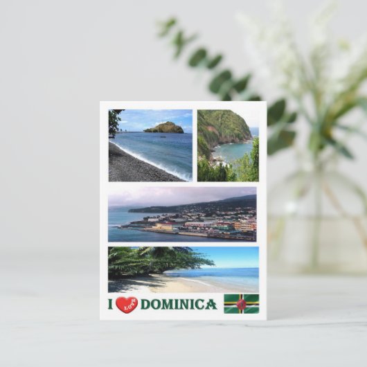 Dominica - I Liebe - Postkarte (Stehend Vorderseite)