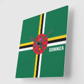 Dominica National Flag Patriotic Quadratische Wanduhr (Winkel)