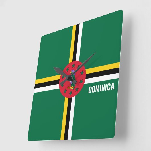 Dominica National Flag Patriotic Quadratische Wanduhr (Winkel)