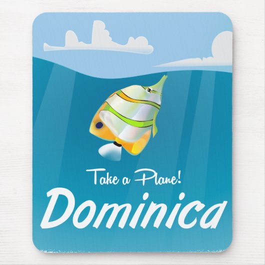 Dominica Retro Flugzeug Reiseplakat. Mousepad (Vorne)