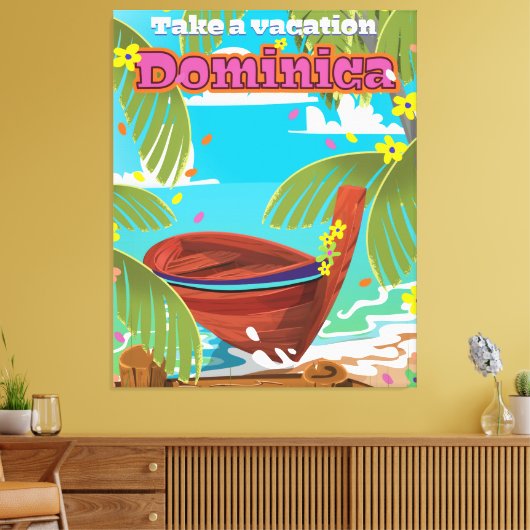 Dominica Retro Reiseplakat. Leinwanddruck (Insitu (Wohnzimmer))