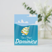 Dominica Retro Reiseplakat. Postkarte (Stehend Vorderseite)