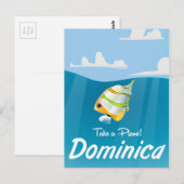 Dominica Retro Reiseplakat. Postkarte (Vorne/Hinten)