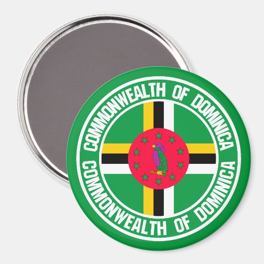 Dominica Round Emblem Magnet (Vorderseite/Rückseite)