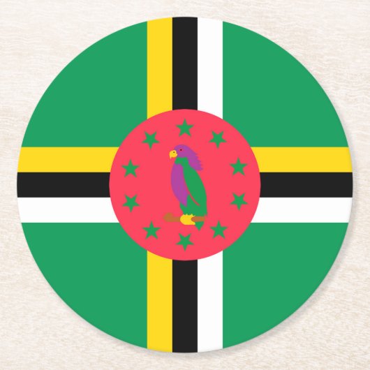 Dominica Runder Pappuntersetzer (Vorderseite)