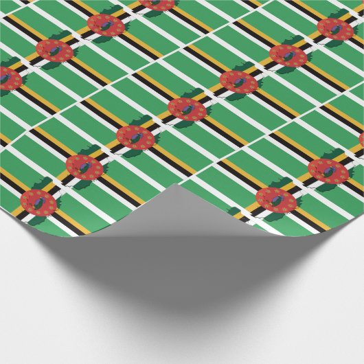 DOMINICA | Sisserou Parrot | DOMINIKANISCHE Flagge Geschenkpapier (Ecke)