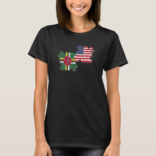 Dominica USA Dominican American Flag T-Shirt (Vorderseite)
