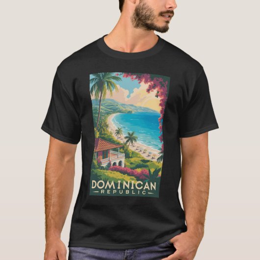 Dominican Republic Beach Illustration Travel Art T-Shirt (Vorderseite)