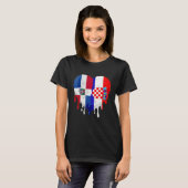 Dominican Republic Croatia Flag Heart Citizen Patr T-Shirt (Vorne ganz)