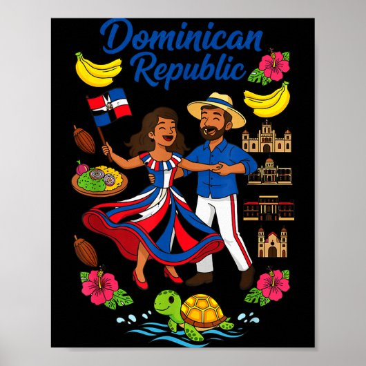 Dominican Republic Culture Dancing Travel Poster (Vorne)