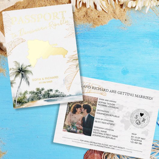 Dominican Republic Destination Wedding Passport Folieneinladung