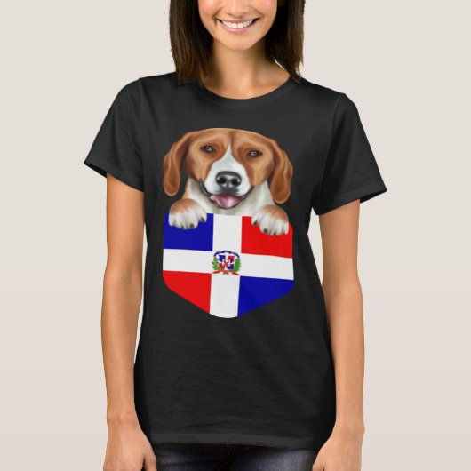 Dominican Republic Flag American Foxhound Dog In P T-Shirt (Vorderseite)