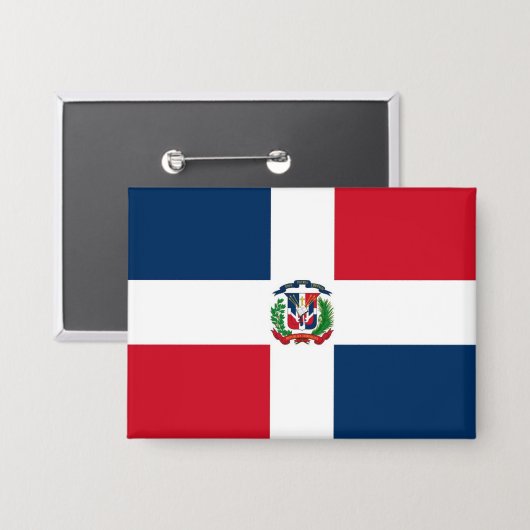 Dominican Republic Flag Bandera Dominicana Button (Vorderseite/Rückseite)