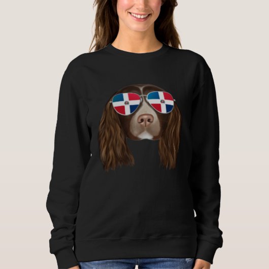 Dominican Republic Flag English Springer Spaniel D Sweatshirt (Vorderseite)
