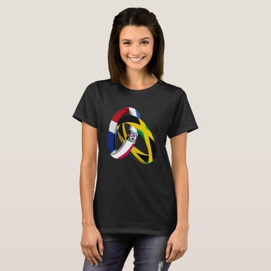 Dominican Republic Flag Jamaica Grown Ring Marriag T-Shirt (Vorne ganz)