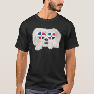 Dominican Republic Flag Maltese Dog Pocket T-Shirt