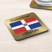 Dominican Republic Flag+Text Coaster Untersetzer (Linke Seite)