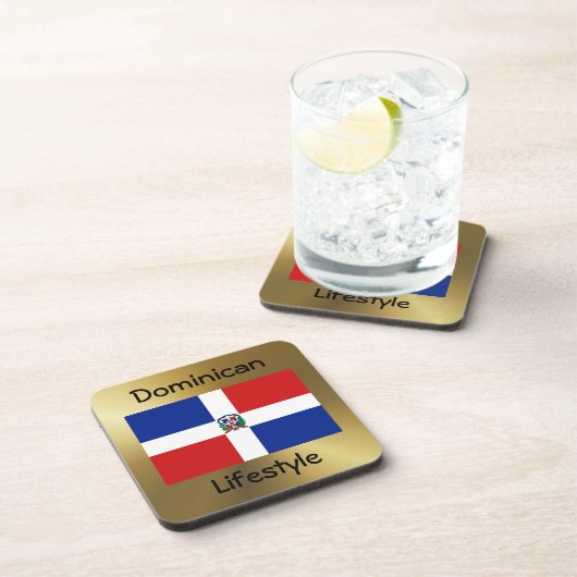 Dominican Republic Flag+Text Coaster Untersetzer (Rechte Seite)