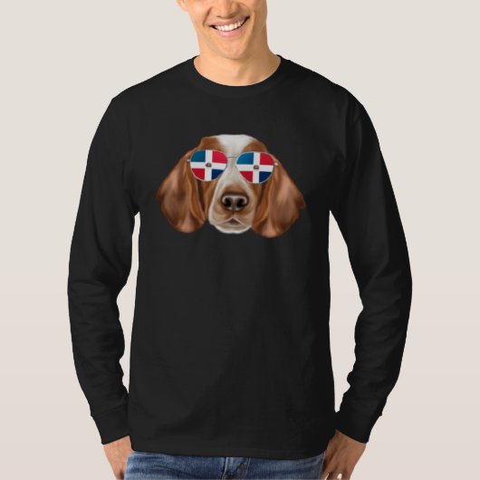 Dominican Republic Flag Welsh Springer Spaniel Dog T-Shirt (Vorderseite)