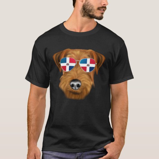 Dominican Republic Flag Welsh Terrier Dog Pocket T-Shirt (Vorderseite)