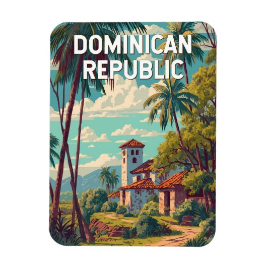 Dominican Republic Illustration Travel Art Vintage Magnet (Vertikal)
