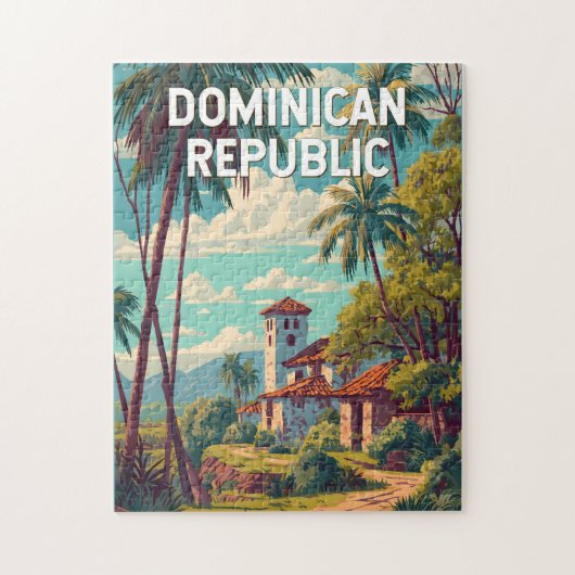 Dominican Republic Illustration Travel Art Vintage Puzzle (Vertikal)