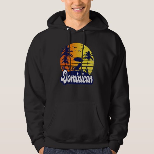 Dominican Republic Sunset Beach Retro Hoodie (Vorderseite)