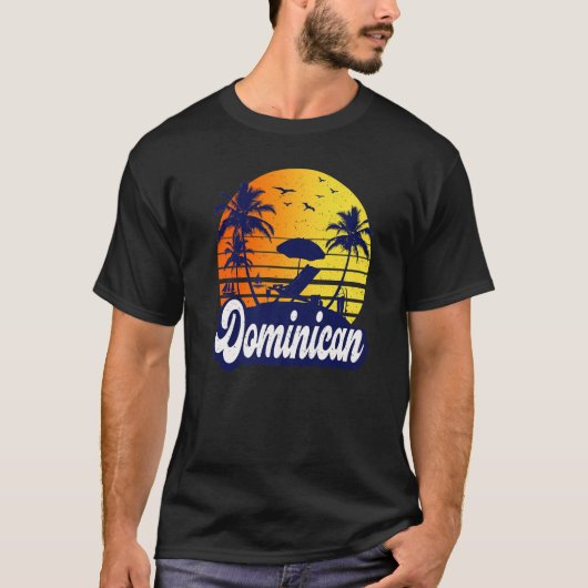 Dominican Republic Sunset Beach Retro Premium T-Shirt (Vorderseite)