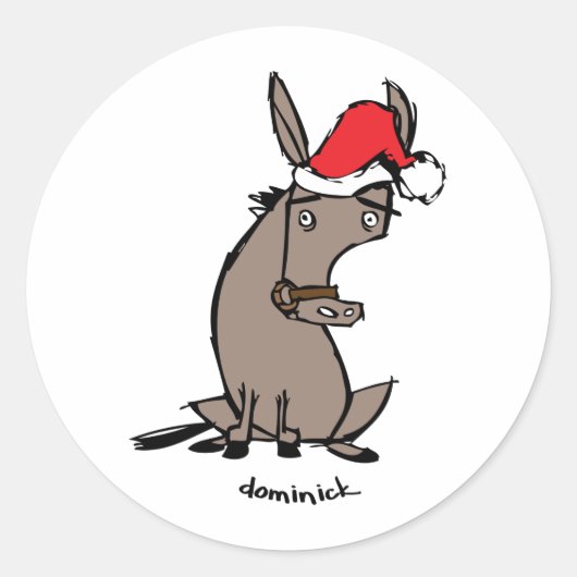 Dominick der Donkey Runder Aufkleber (Vorderseite)