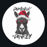 Dominick The Donkey Funny Christmas Italienischer  Runder Aufkleber<br><div class="desc">Dominick The Donkey Funny Christmas Italienischer WeihnachtsDonkey 2</div>