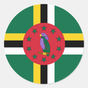 Dominikanische Flagge, Flagge Dominicas Runder Aufkleber