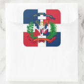Dominikanische Flagge und Wappen, Dominikanische R Quadratischer Aufkleber (Tasche)