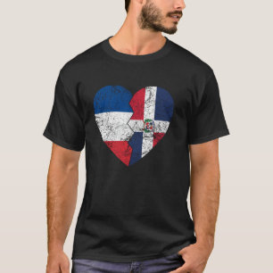 Dominikanische Französische Flaggen Herz Frankreic T-Shirt