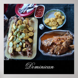 Dominikanische Nahrung auf dem Strand Poster